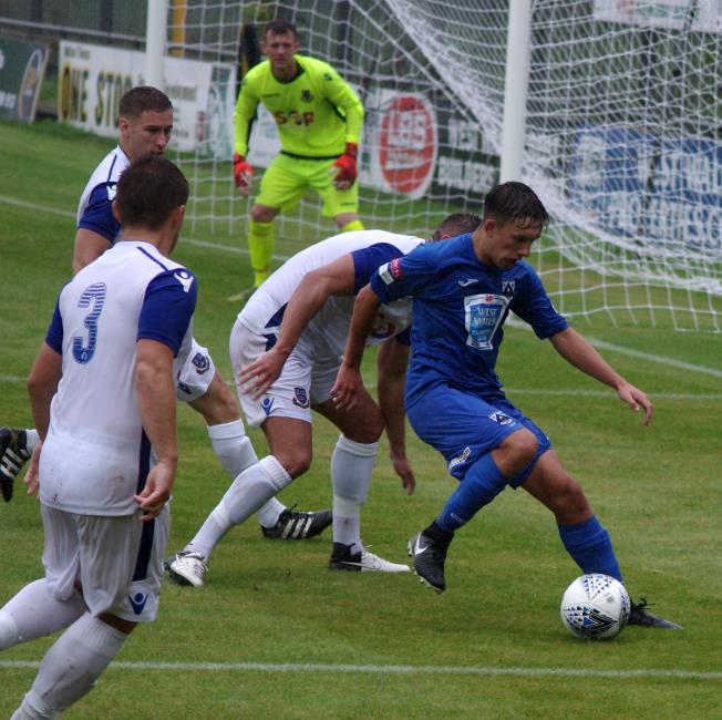 Ben Fawcett impressed up front on his Welsh League debut for The Bluebirds
